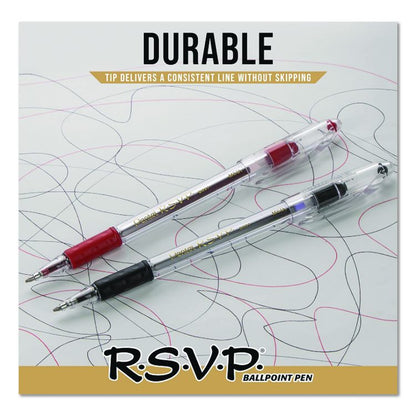 R.S.V.P. Ballpoint Pen, Stick, Medium 1 mm, Red Ink, Clear/Red Barrel, Dozen