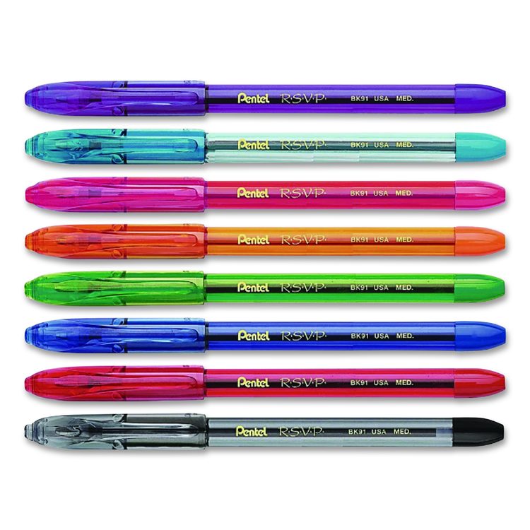 R.S.V.P. Ballpoint Pen, Stick, Medium 1 mm, Assorted Ink and Barrel Colors, 8/Pack