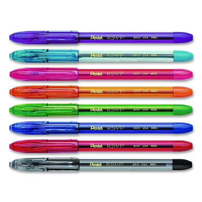 R.S.V.P. Ballpoint Pen, Stick, Medium 1 mm, Assorted Ink and Barrel Colors, 8/Pack