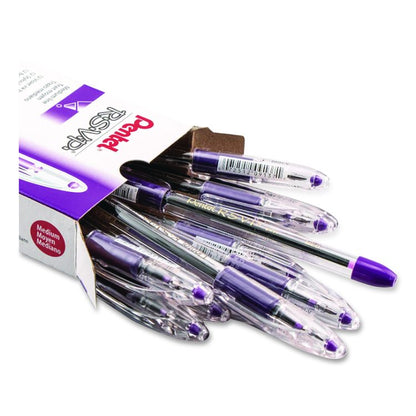 R.S.V.P. Ballpoint Pen, Stick, Medium 1 mm, Violet Ink, Clear/Violet Barrel, Dozen