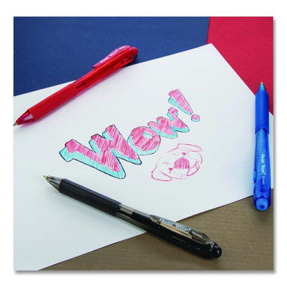 WOW! Ballpoint Pen, Retractable, Medium 1 mm, Red Ink, Translucent Red/Red Barrel, Dozen