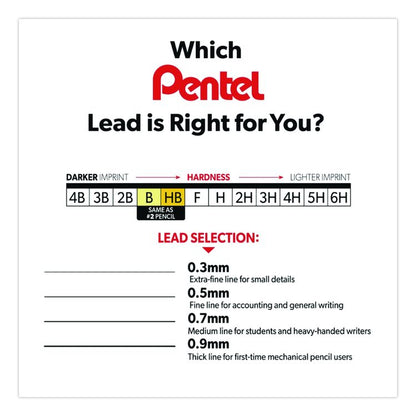 Super Hi-Polymer Lead Refills, 0.9 mm, HB, Black, 30/Tube, 3 Tubes/Pack