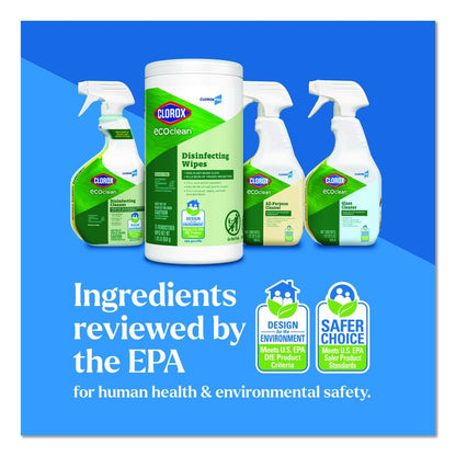 CloroxPro EcoClean Disinfecting Wipes, 1-Ply, 7 x 8, Unscented, White, 75/Tub, 3 Tubs/Carton