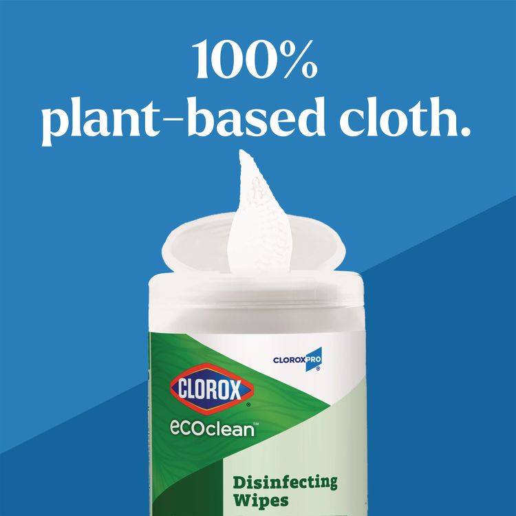 CloroxPro EcoClean Disinfecting Wipes, 1-Ply, 7 x 8, Unscented, White, 75/Tub, 3 Tubs/Carton