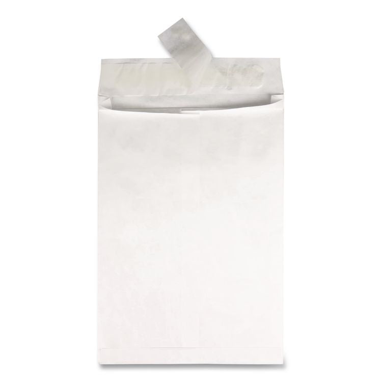 Lightweight 14 lb Tyvek Open End 1.5" Expansion Mailers, #13 1/2, Square Flap, Redi-Strip Closure, 10 x 13, White, 25/Box
