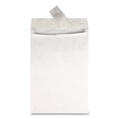 Lightweight 14 lb Tyvek Open End 1.5" Expansion Mailers, #13 1/2, Square Flap, Redi-Strip Closure, 10 x 13, White, 25/Box