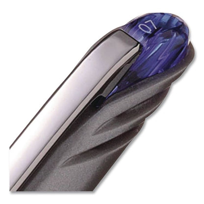 EnerGel NV Gel Pen, Stick, Medium 0.7 mm, Blue Ink, Gray/Black/Blue Barrel, Dozen
