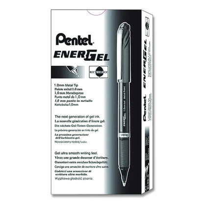 EnerGel NV Gel Pen, Stick, Bold 1 mm, Black Ink, Gray/Black Barrel, Dozen