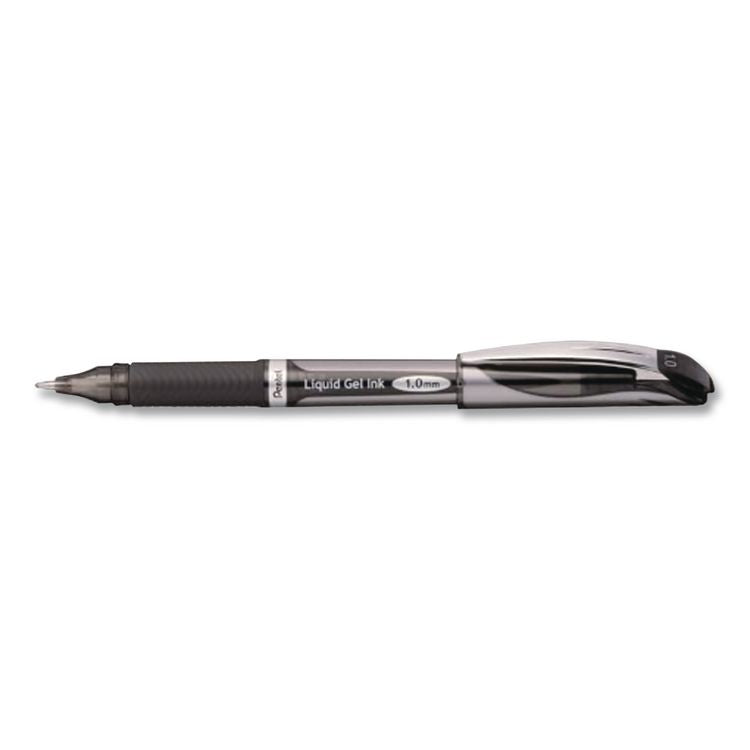 EnerGel NV Gel Pen, Stick, Bold 1 mm, Black Ink, Gray/Black Barrel, Dozen