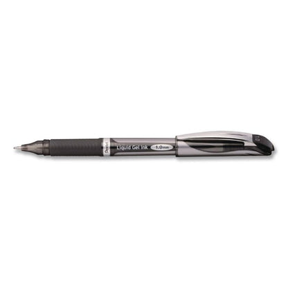 EnerGel NV Gel Pen, Stick, Bold 1 mm, Black Ink, Gray/Black Barrel, Dozen