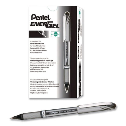 EnerGel NV Gel Pen, Stick, Bold 1 mm, Black Ink, Gray/Black Barrel, Dozen