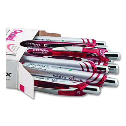 EnerGel RTX Gel Pen, Retractable, Medium 0.7 mm, Red Ink, Red/Gray Barrel