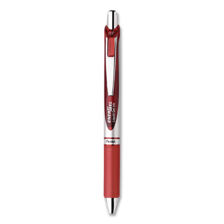 EnerGel RTX Gel Pen, Retractable, Medium 0.7 mm, Red Ink, Red/Gray Barrel
