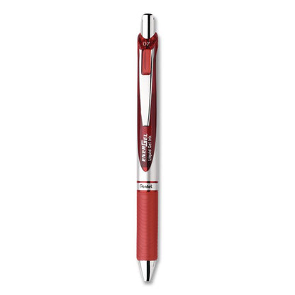 EnerGel RTX Gel Pen, Retractable, Medium 0.7 mm, Red Ink, Red/Gray Barrel
