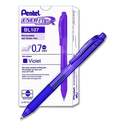 EnerGel-X Gel Pen, Retractable, Medium 0.7 mm, Violet Ink, Translucent Violet/Violet Barrel, Dozen