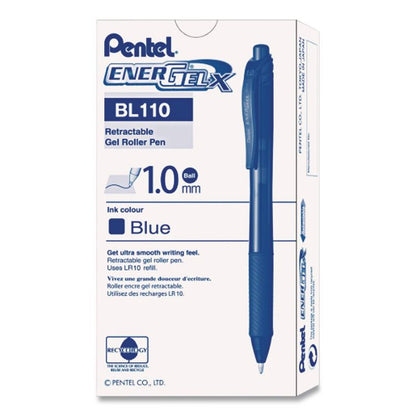 EnerGel-X Gel Pen, Retractable, Bold 1 mm, Blue Ink, Translucent Blue/Blue Barrel, Dozen