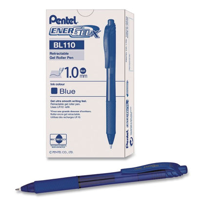EnerGel-X Gel Pen, Retractable, Bold 1 mm, Blue Ink, Translucent Blue/Blue Barrel, Dozen