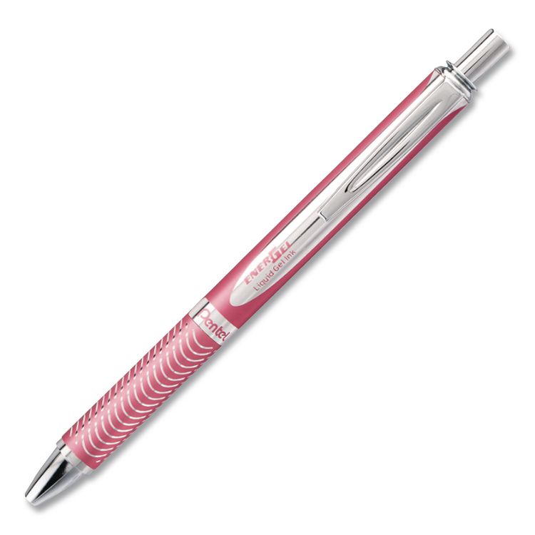 EnerGel Alloy RT Gel Pens, Retractable, Medium 0.7mm, Black Ink, Pink Barrel