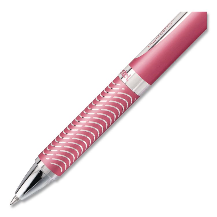 EnerGel Alloy RT Gel Pens, Retractable, Medium 0.7mm, Black Ink, Pink Barrel