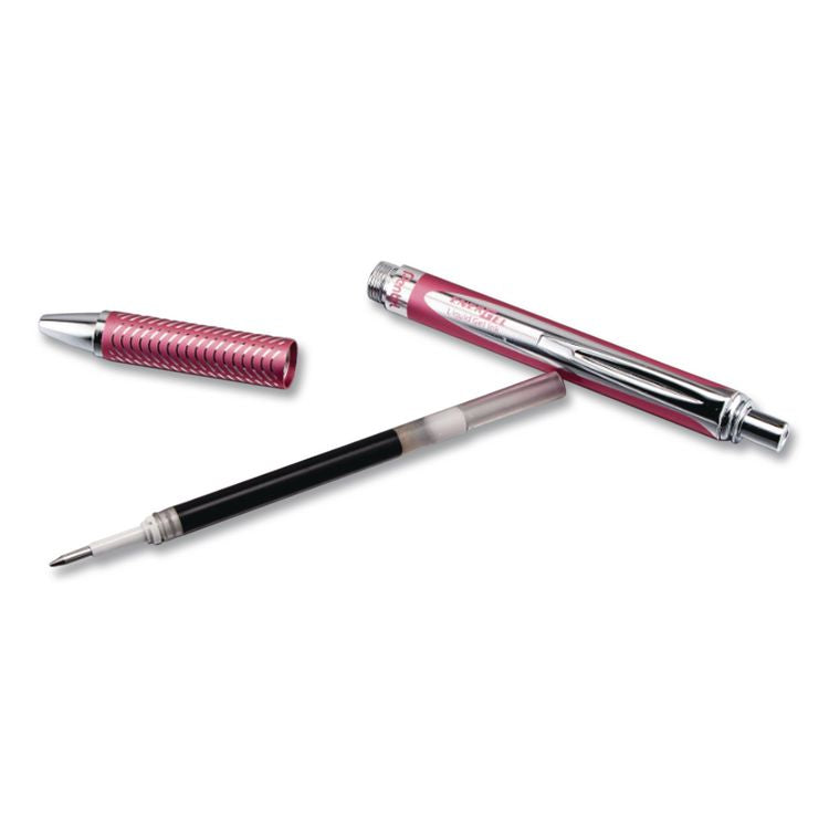 EnerGel Alloy RT Gel Pens, Retractable, Medium 0.7mm, Black Ink, Pink Barrel