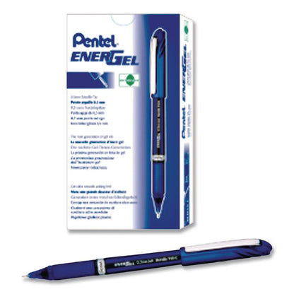EnerGel NV Gel Pen, Stick, Fine 0.5 mm, Blue Ink, Blue Barrel, Dozen