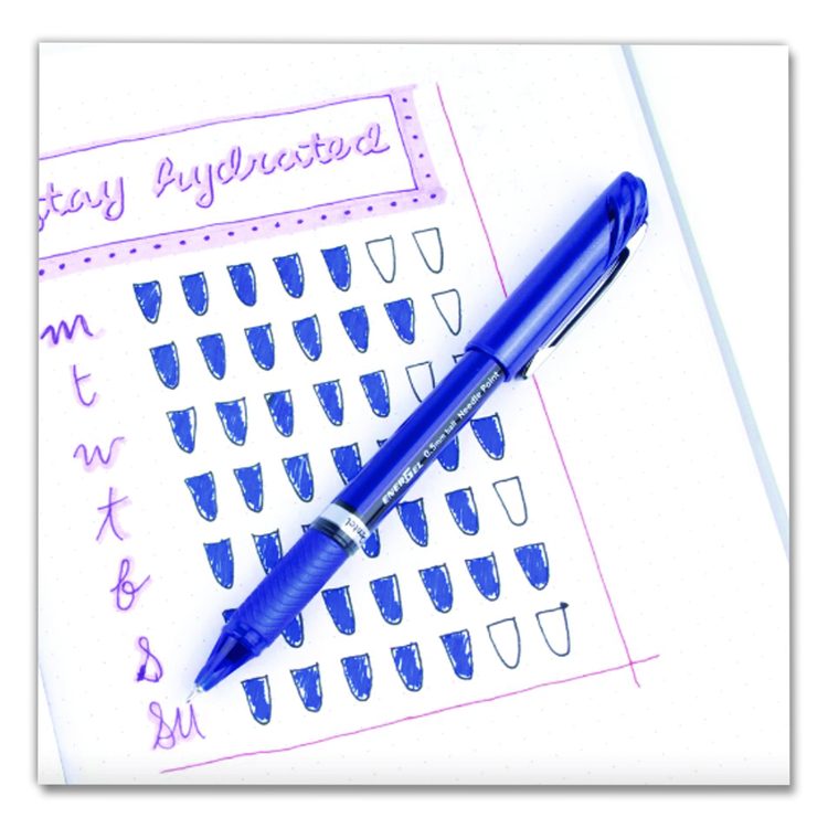 EnerGel NV Gel Pen, Stick, Fine 0.5 mm, Blue Ink, Blue Barrel, Dozen