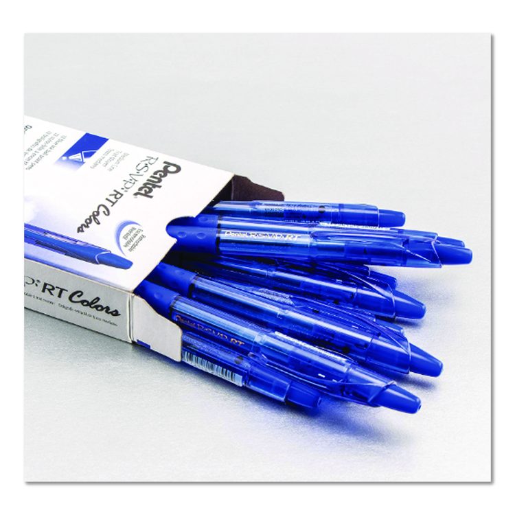 R.S.V.P. Super RT Ballpoint Pen, Retractable, Medium 0.7 mm, Blue Ink, Translucent Blue/Blue Barrel, Dozen
