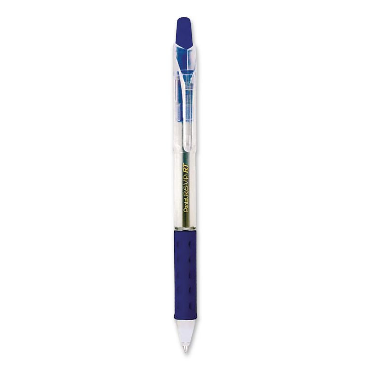 R.S.V.P. Super RT Ballpoint Pen, Retractable, Medium 0.7 mm, Blue Ink, Translucent Blue/Blue Barrel, Dozen