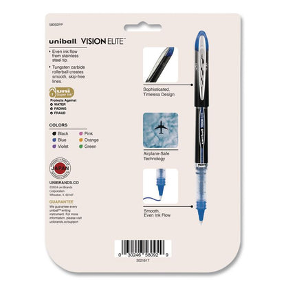VISION ELITE Rollerball Pen, Stick, Fine 0.5 mm, Assorted Ink and Barrel Colors, 8/Pack