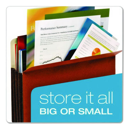 File Cabinet Pockets, 3.5" Expansion, Legal Size, Redrope, 10/Box