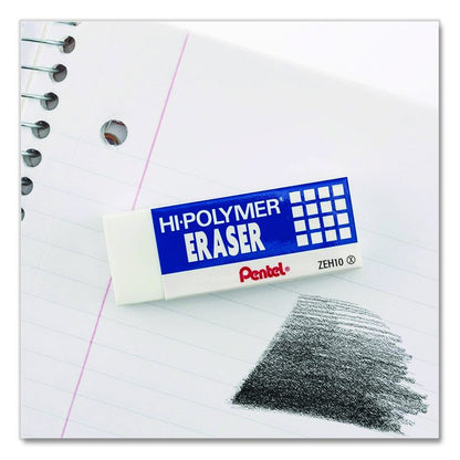 Hi-Polymer Eraser, For Pencil Marks, Rectangular Block, Medium, White, 3/Pack