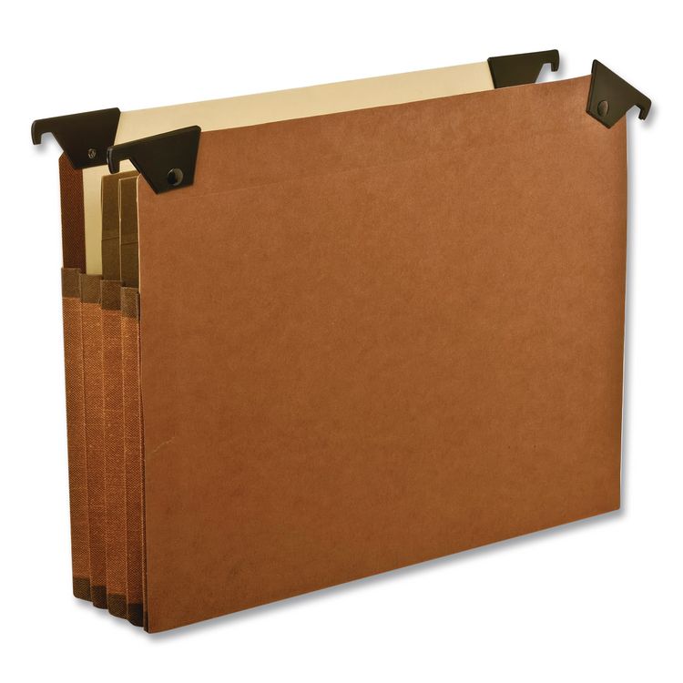 Premium Expanding Hanging File Pockets with Swing Hooks and Dividers, 3 Dividers with 1/5-Cut Tabs, Letter Size, Brown, 5/Box