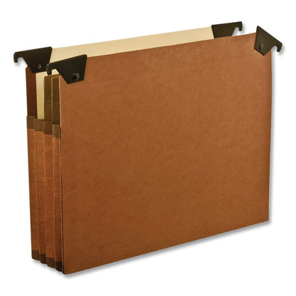 Premium Expanding Hanging File Pockets with Swing Hooks and Dividers, 3 Dividers with 1/5-Cut Tabs, Letter Size, Brown, 5/Box