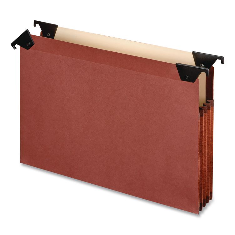 Premium Expanding Hanging File Pockets with Swing Hooks and Dividers, 3 Dividers with 1/3-Cut Tabs, Letter Size, Brown, 5/Box