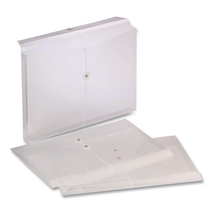 Poly String and Button Envelope, String/Button Closure, 8.5 x 14, Clear, 3/Pack