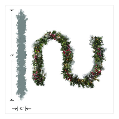 Pre-Lit Wintry Pine Garland, AC Powered, Clear Incandescent Lights, 108" Long, Green