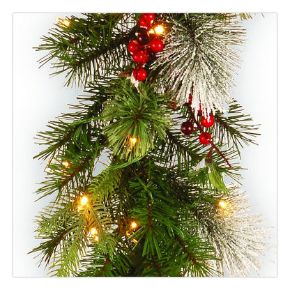 Pre-Lit Wintry Pine Garland, AC Powered, Clear Incandescent Lights, 108" Long, Green