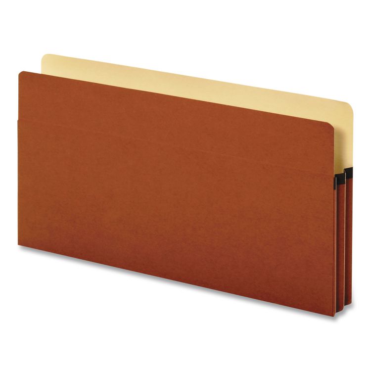 Smart Shield File Pocket, 5.25" Expansion, Legal Size, Red Fiber, 10/Box