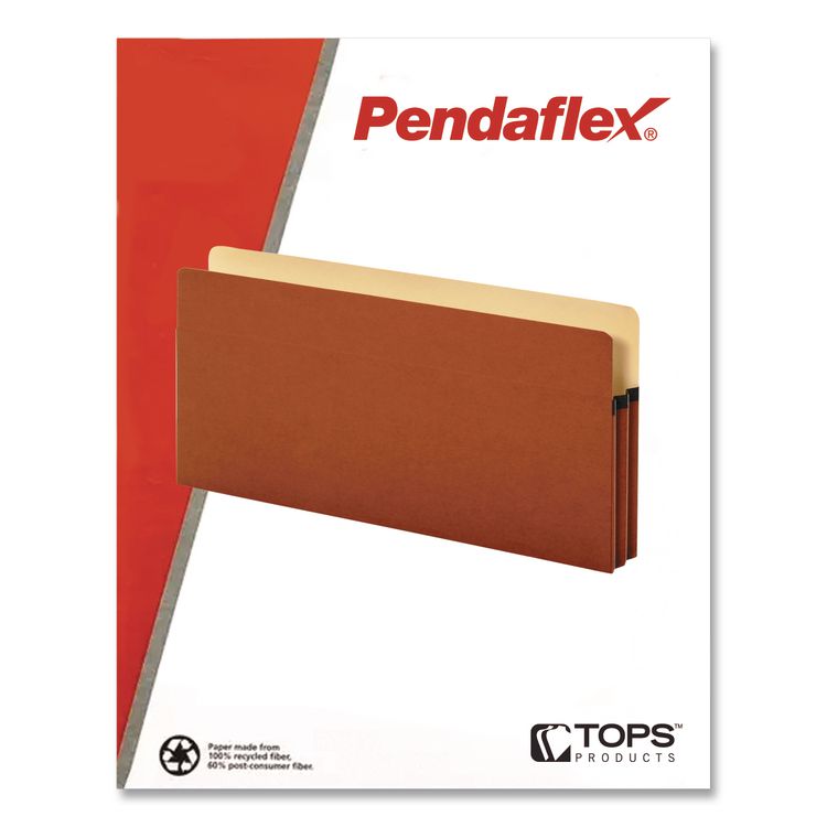 Smart Shield File Pocket, 5.25" Expansion, Legal Size, Red Fiber, 10/Box