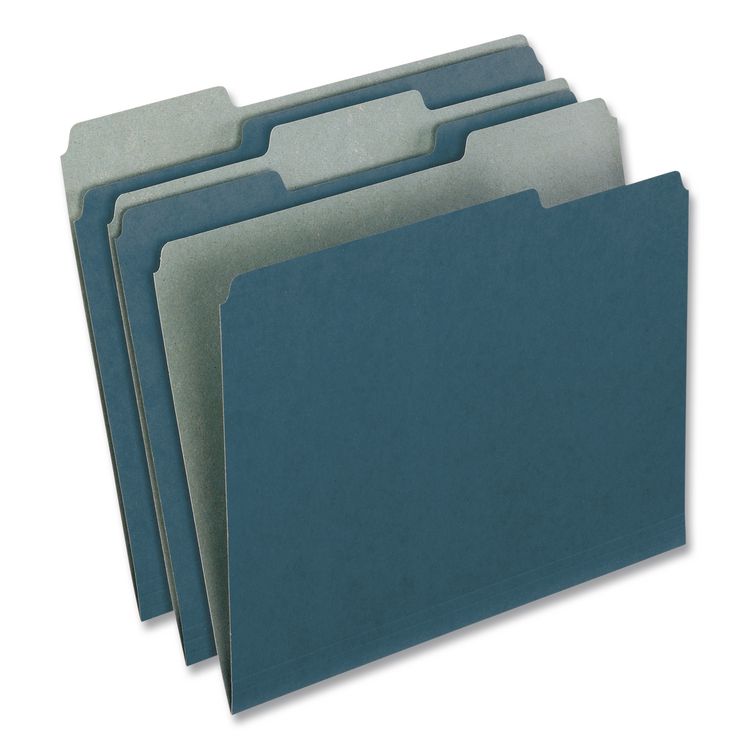 Earthwise by Pendaflex 100% Recycled Colored File Folders, 1/3-Cut Tabs: Assorted, Letter Size, 0.5" Expansion, Blue, 100/Box