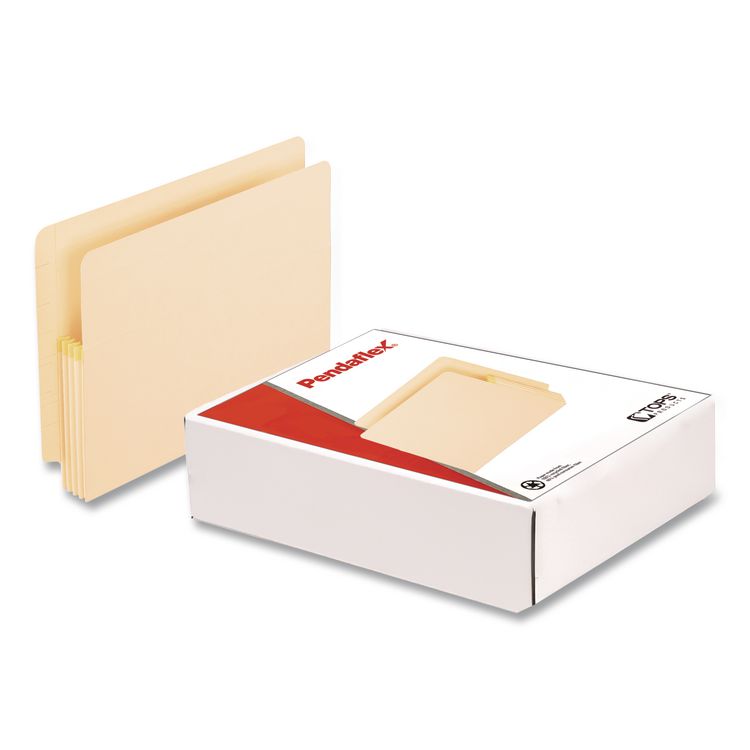 Convertible End Tab File Pockets, 3.5" Expansion, Letter Size, Manila, 25/Box