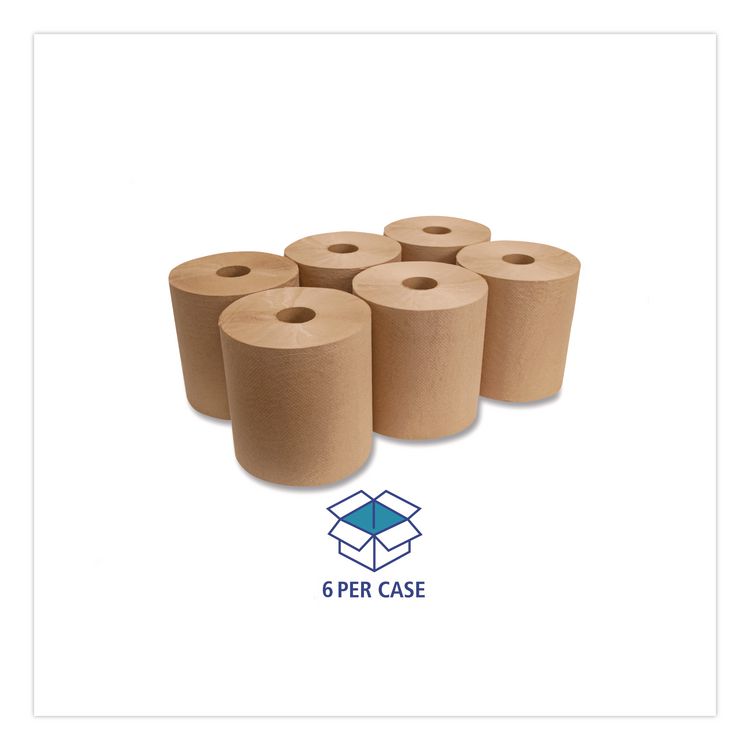 Boardwalk Green Universal Roll Towels, 1-Ply, 8" x 800 ft, Natural, 6 Rolls/Carton