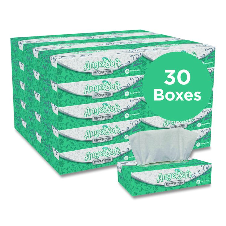 Angel Soft ps Premium Facial Tissues in Flat Box, 2-Ply, White, 100 Sheets/Box, 30 Boxes/Carton
