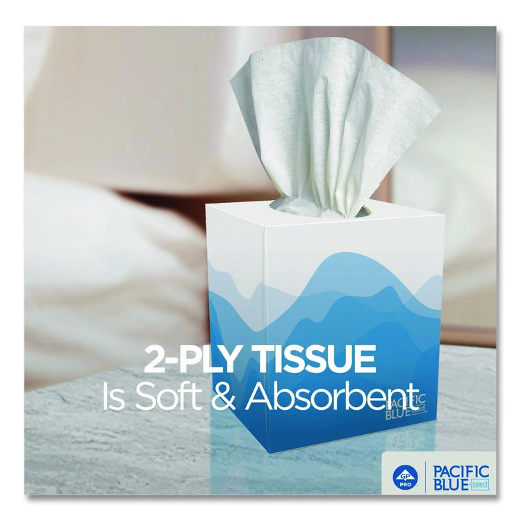 Pacific Blue Select Cube Box Facial Tissue, 2-Ply, White, 100 Sheets/Box, 36 Boxes/Carton