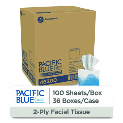 Pacific Blue Select Cube Box Facial Tissue, 2-Ply, White, 100 Sheets/Box, 36 Boxes/Carton