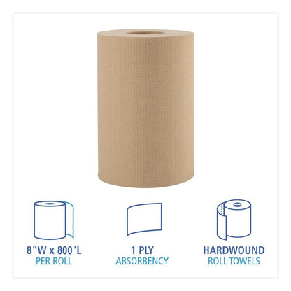 Boardwalk Green Universal Roll Towels, 1-Ply, 8" x 800 ft, Natural, 6 Rolls/Carton