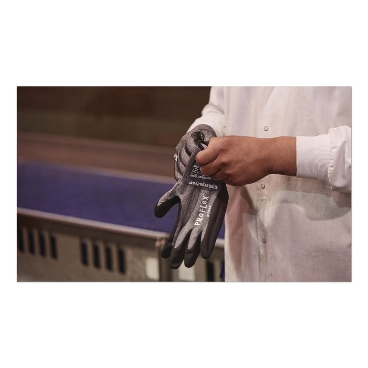 ProFlex 7043 ANSI A4 Nitrile Coated CR Gloves, EN388: 4X42D, 10" Long, X-Small (6), Gray, Pair