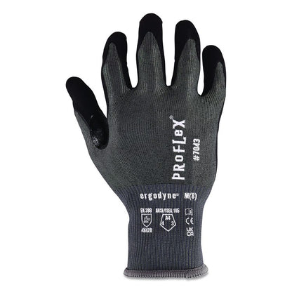 ProFlex 7043 ANSI A4 Nitrile Coated CR Gloves, EN388: 4X42D, 10" Long, X-Small (6), Gray, Pair