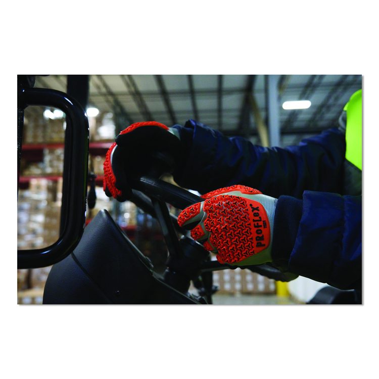 ProFlex 7521 Thermal Coated Impact-Resistant Gloves: EN 388: 2131X, 10" Long, X-Small (6), Gray, Pair