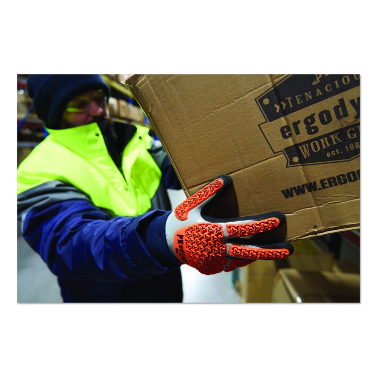 ProFlex 7521 Thermal Coated Impact-Resistant Gloves: EN 388: 2131X, 11" Long, Large (9), Gray, Pair